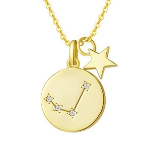 Widder Sternzeichen Kette aus Solide 925 Sterling Silber vergoldet