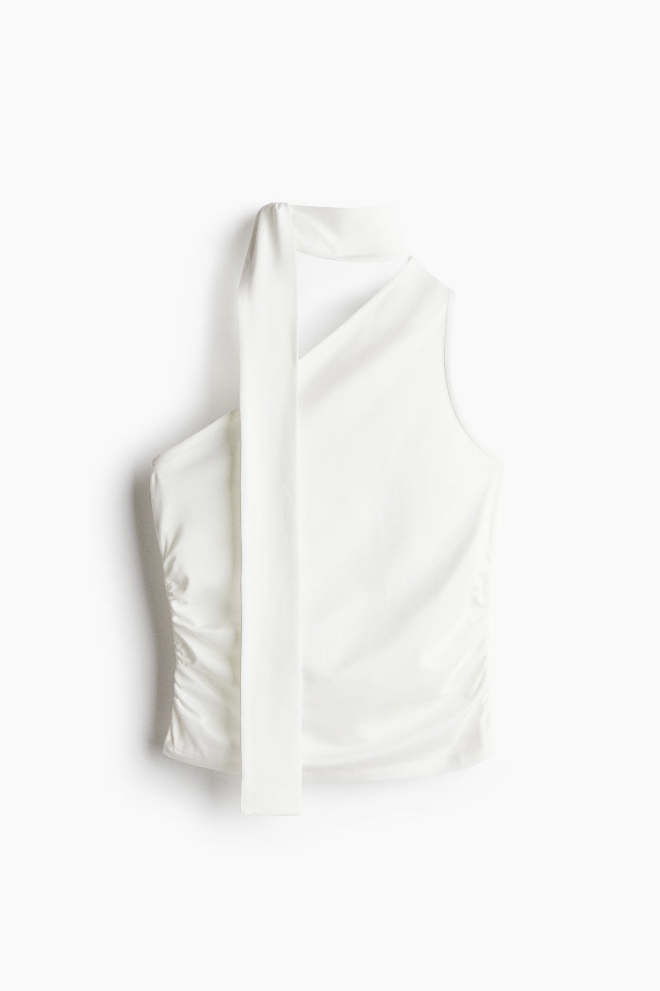 Drapiertes One-Shoulder-Shirt in Weiß