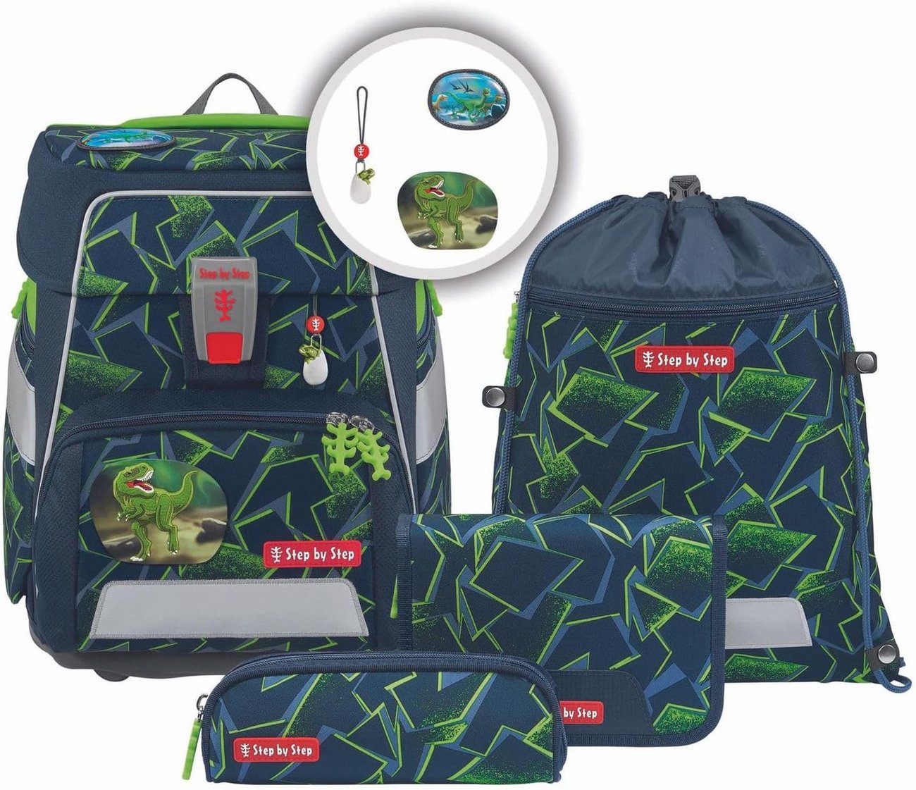 Step by Step Schulranzen-Set Space „Wild T-Rex Taro“ 5-teilig, ergonomischer Tornister, höhenverstel