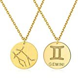 ChicSilver 925 Gold Zwillinge Kette- Sternzeichen Anhänger Horoskop Halskette