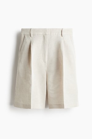 Bermudashorts aus Leinenmix - Beige - Damen