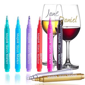 InnoBeta Magink 8er-Pack metallic Marker Pens Weinglas-Marker, Glasstift, Glasmalstifte, radierbar, 
