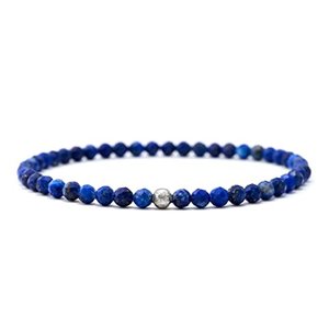 Echtes Lapislazuli-Armband mit 925 Sterling-Silberperle