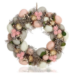 com-four Osterkranz mit Blumen und Eiern