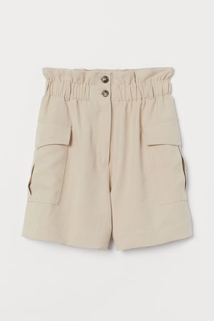 Paperbag-Shorts in Hellbeige