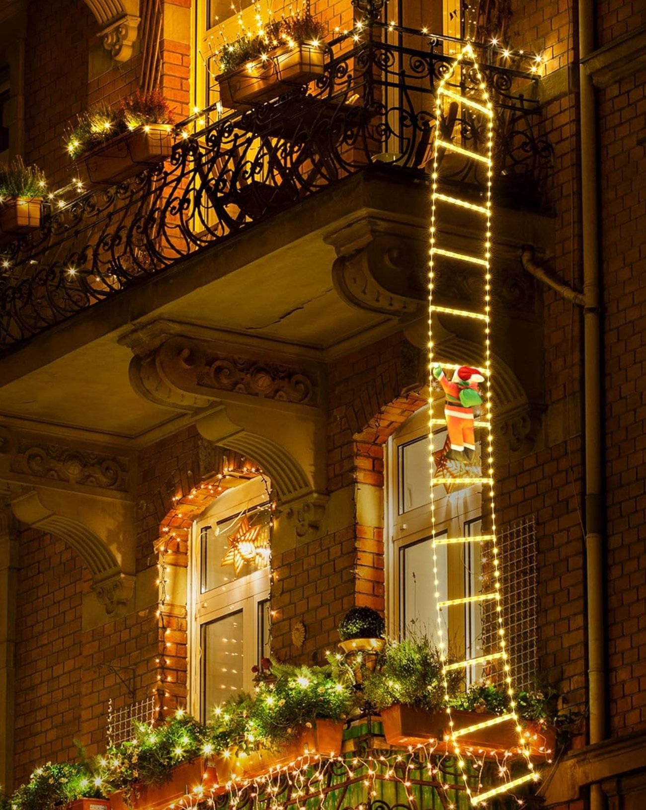 iShabao 3M Leiter Lichterkette mit Weihnachtsmann - 310 LED