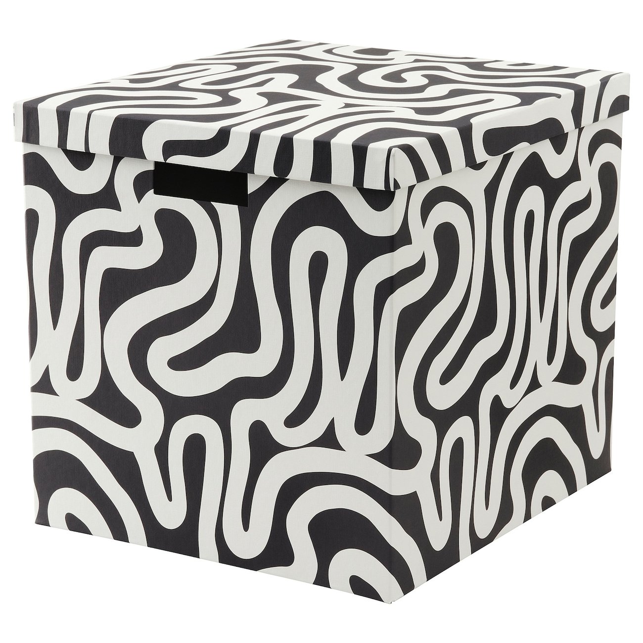 TJENA Kasten mit Deckel - gemustert/schwarz weiß 32x35x32 cm