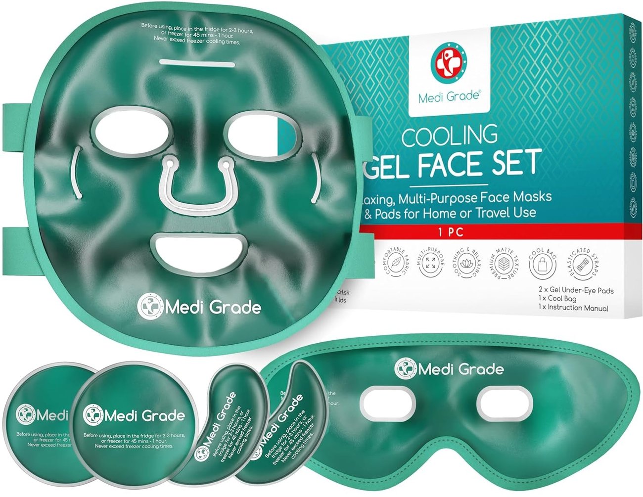 Medi Grade – 6er-Set Kühlmasken und Augenpads