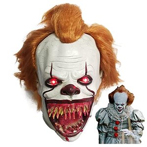 LePyCos Halloween Gruselige Clown Maske Latex Horror Killer Film LED Vollkopf Kostüm Party Maskerade