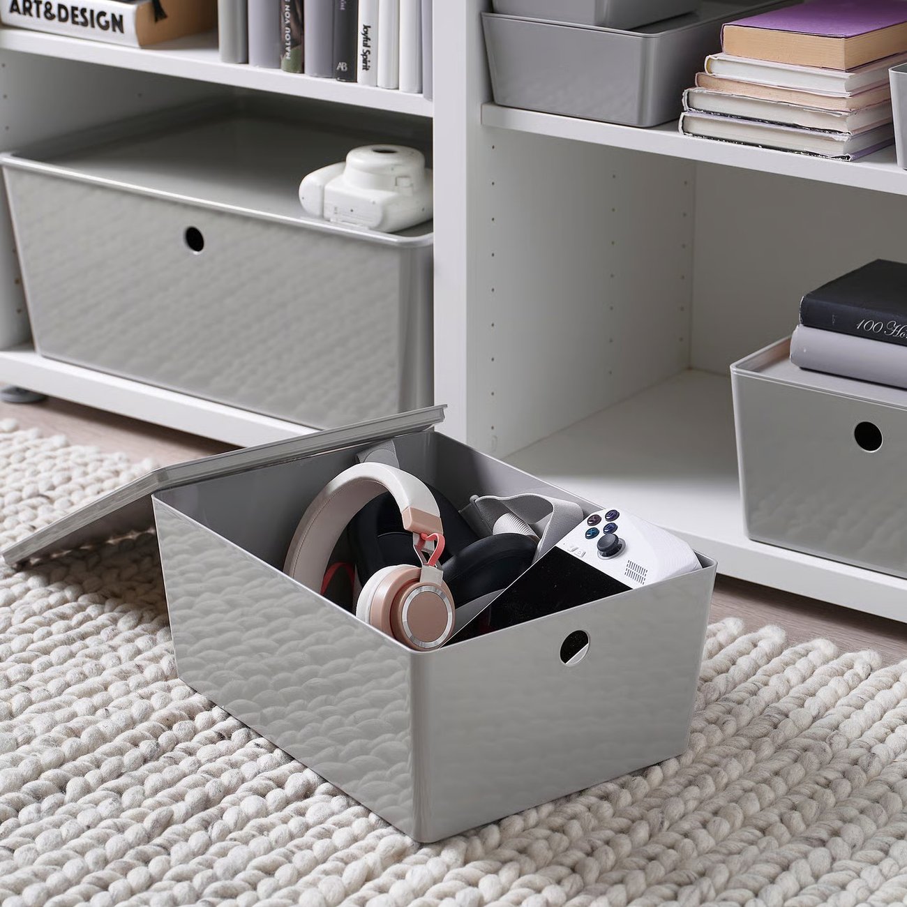 KUGGIS Box mit Deckel - hellgrau