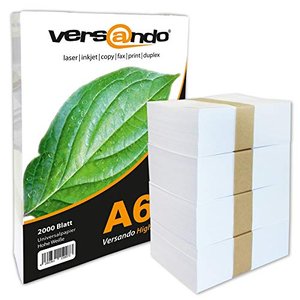 Versando DIN A6 Kopierpapier, 2000 Blatt, weiß, 80 g/m²