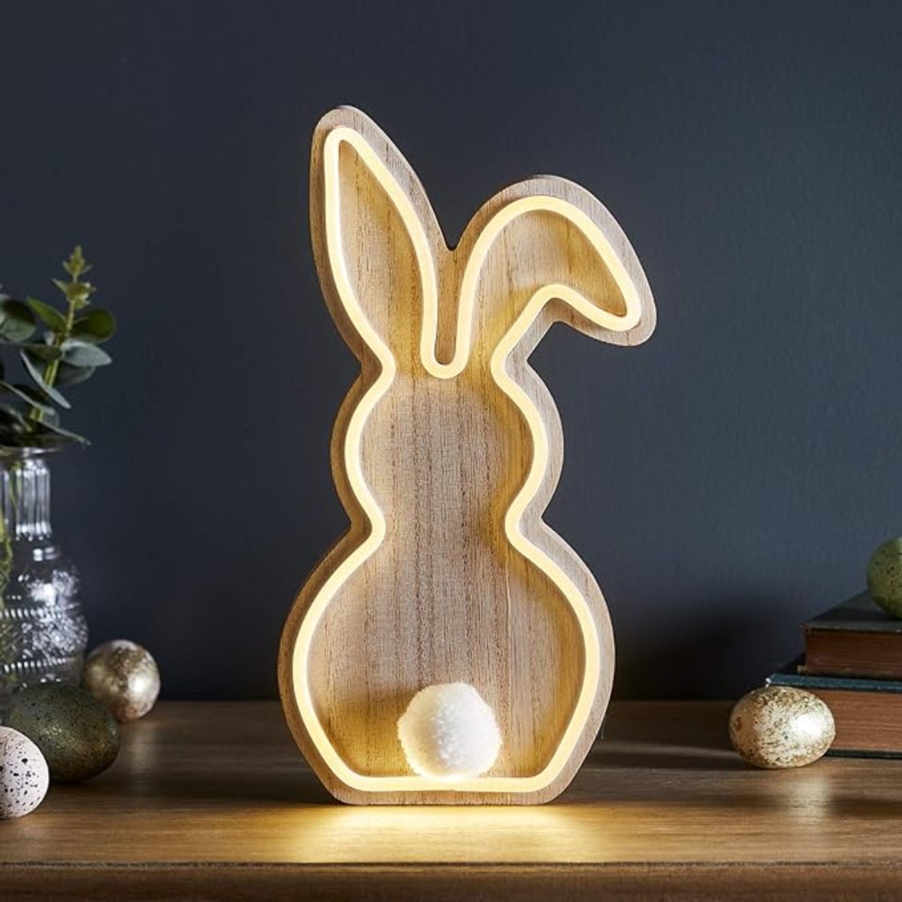 Lights4fun LED-Osterhase aus Holz