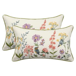 Tosleo 2er Set Kissenbezug Stickerei 30x50cm