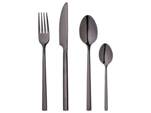 ERNESTO Edelstahl-Besteck-Set, 16-teilig, Schwarz