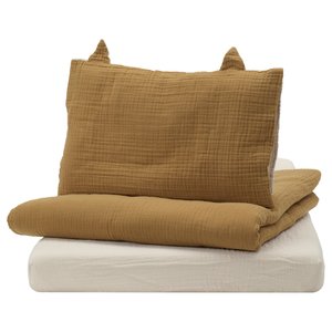 GULDVÄVARE Babybett-Set 3-tlg. - dunkelgelb/beige 70x140 cm