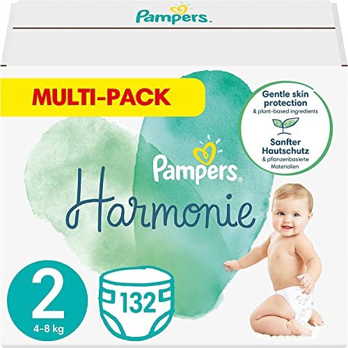 Pampers Baby Windeln Größe 2 (4-8 kg) Harmonie, 132 Stück, HALBMONATSBOX
