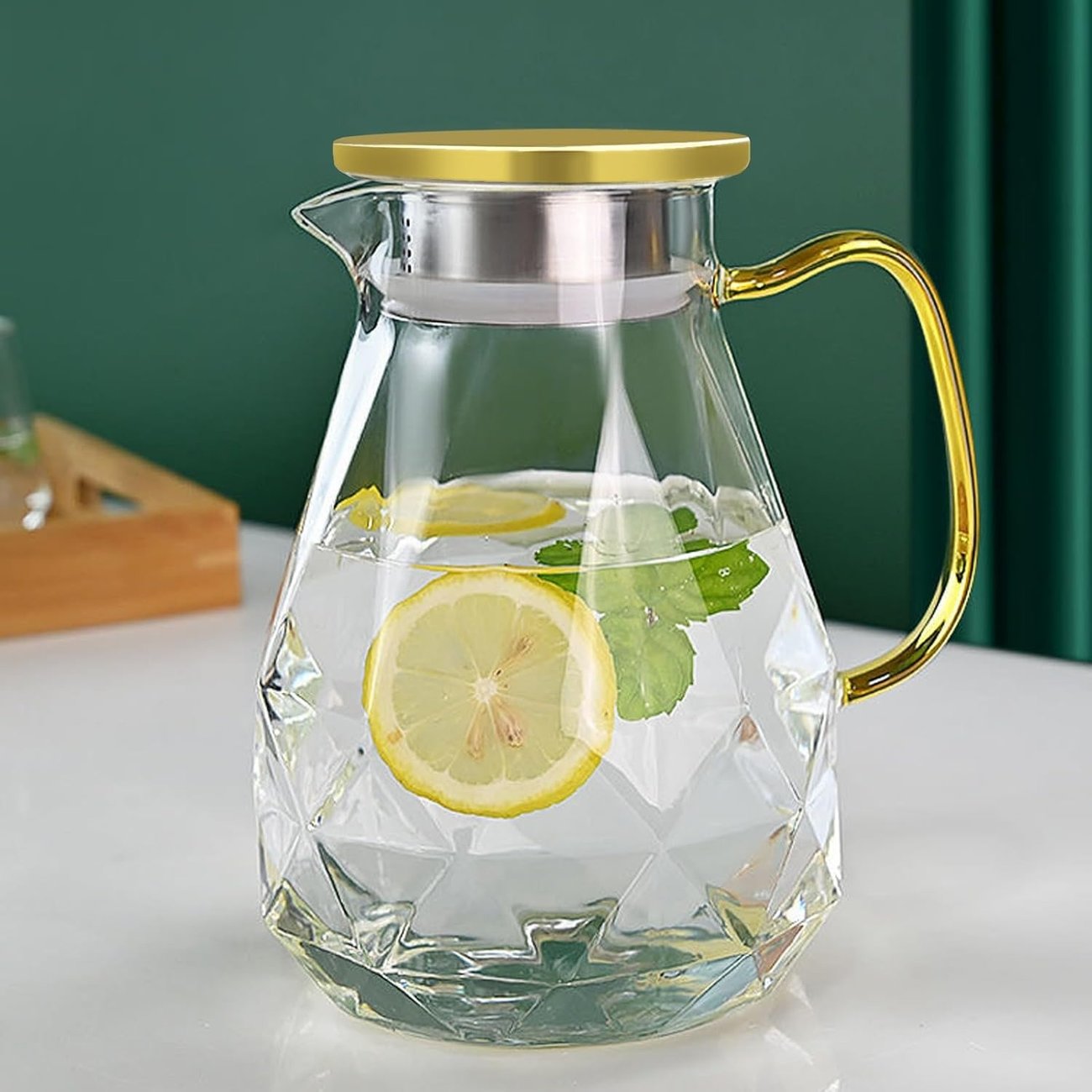 Karaffe aus Borosilikatglas mit Deckel (2,2 L)