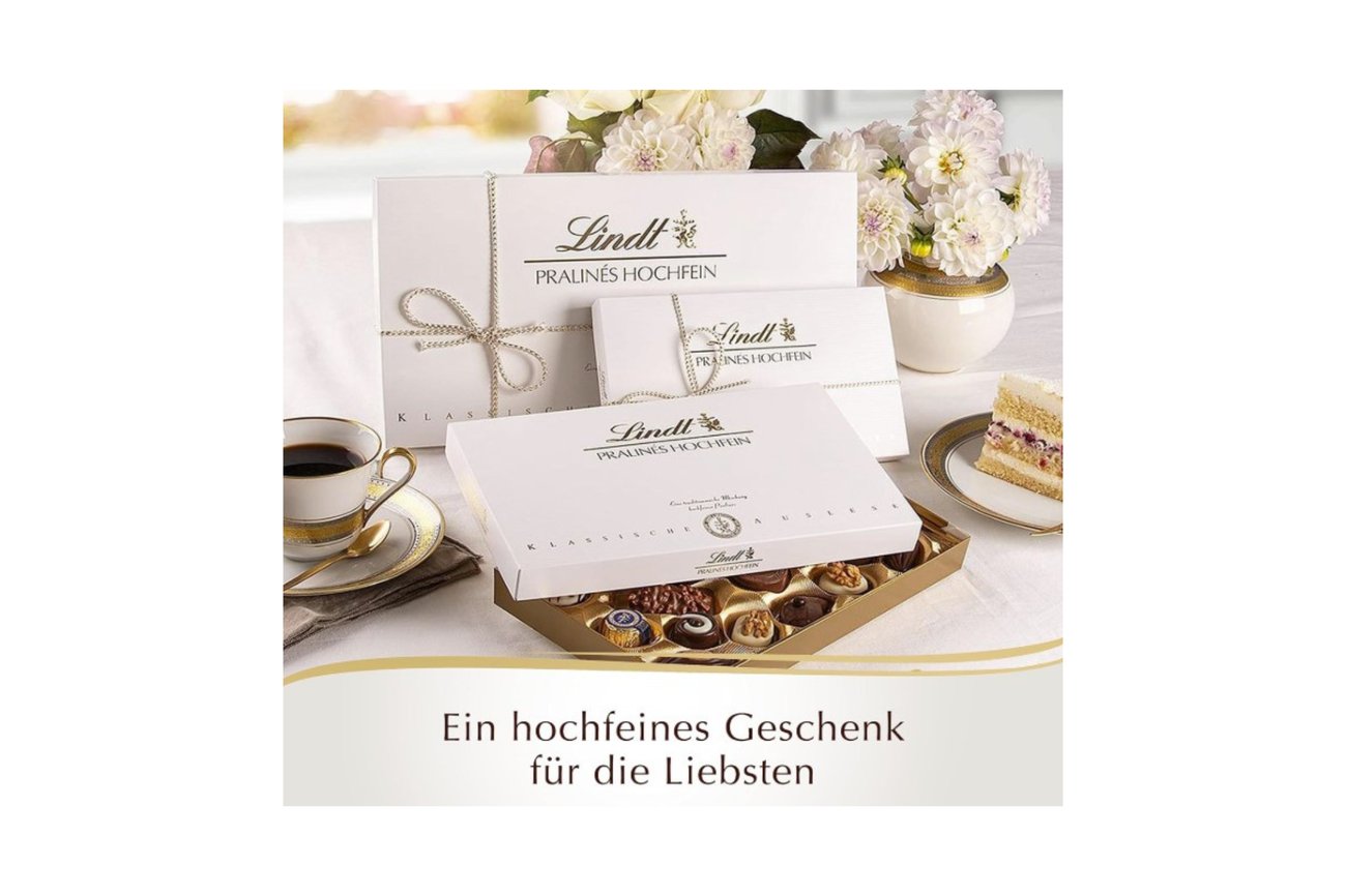 Lindt Schokolade - Hochfein Pralinen | Pralinés-Schachtel mit 12 Pralinen in 7 köstlichen Sorten mit