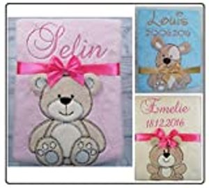 Kuschelige Babydecke mit Namen und Geburtsdatum GESCHENK Taufe GEBURT