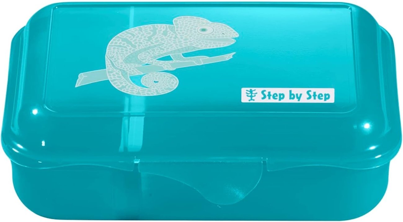 Step by Step Lunchbox "Chameleon Joshy", türkis, mit Trennwand und Klickverschluss