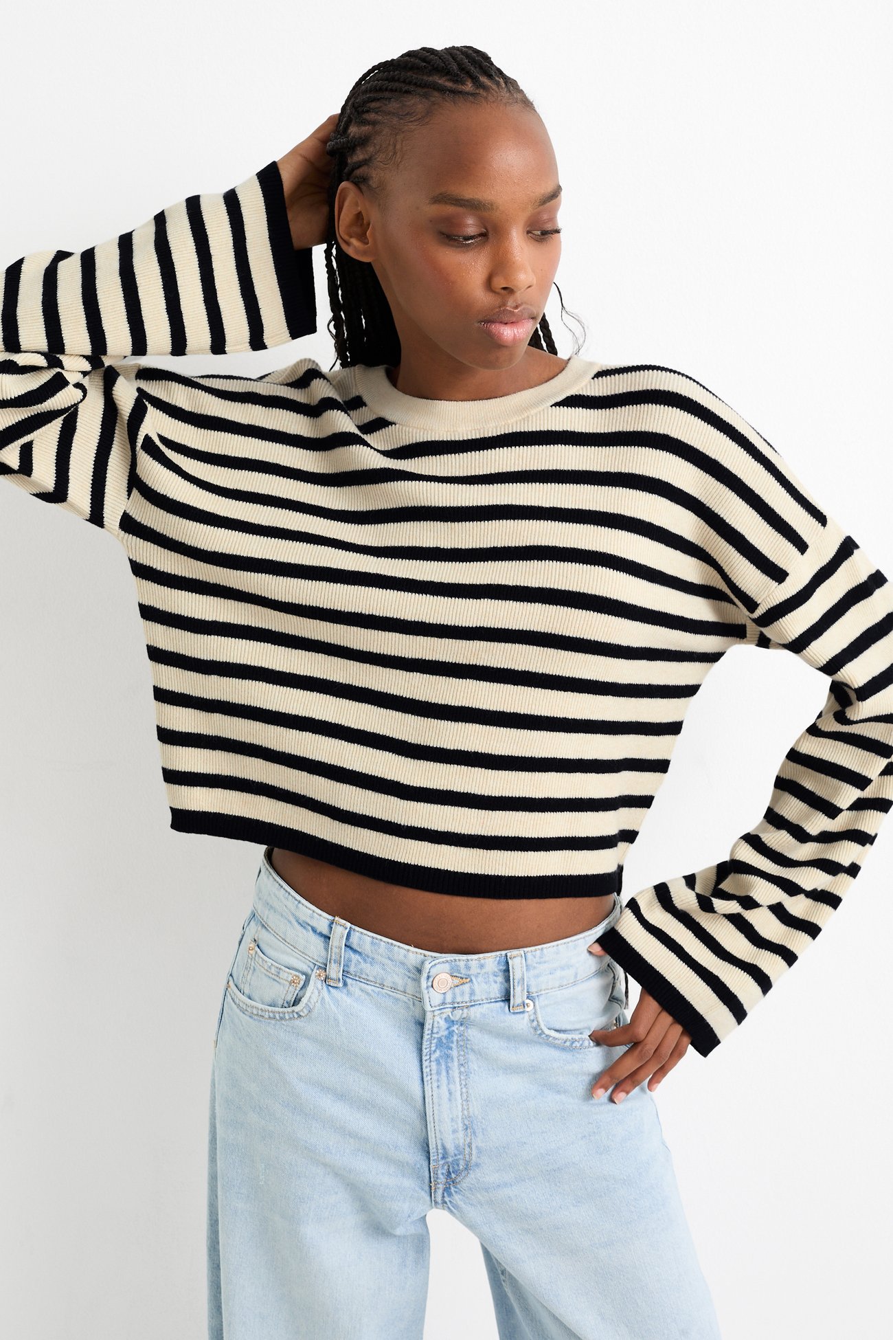 Crop Pullover - gestreift