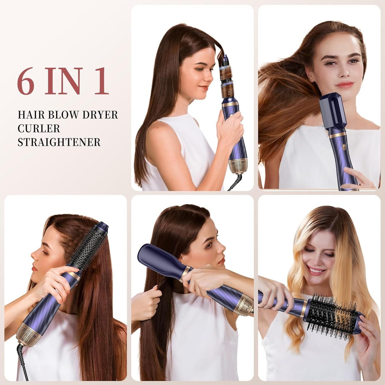 OKWRAP Hair Styler Set Airstyler set 6 In 1 Mit Rundbürstenföhn Haarstyler Warmluftbürste Thermal Br