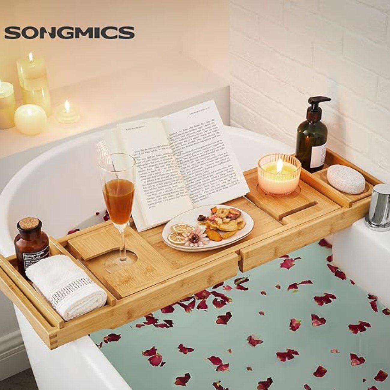 SONGMICS: Badewannenablage aus Bambus