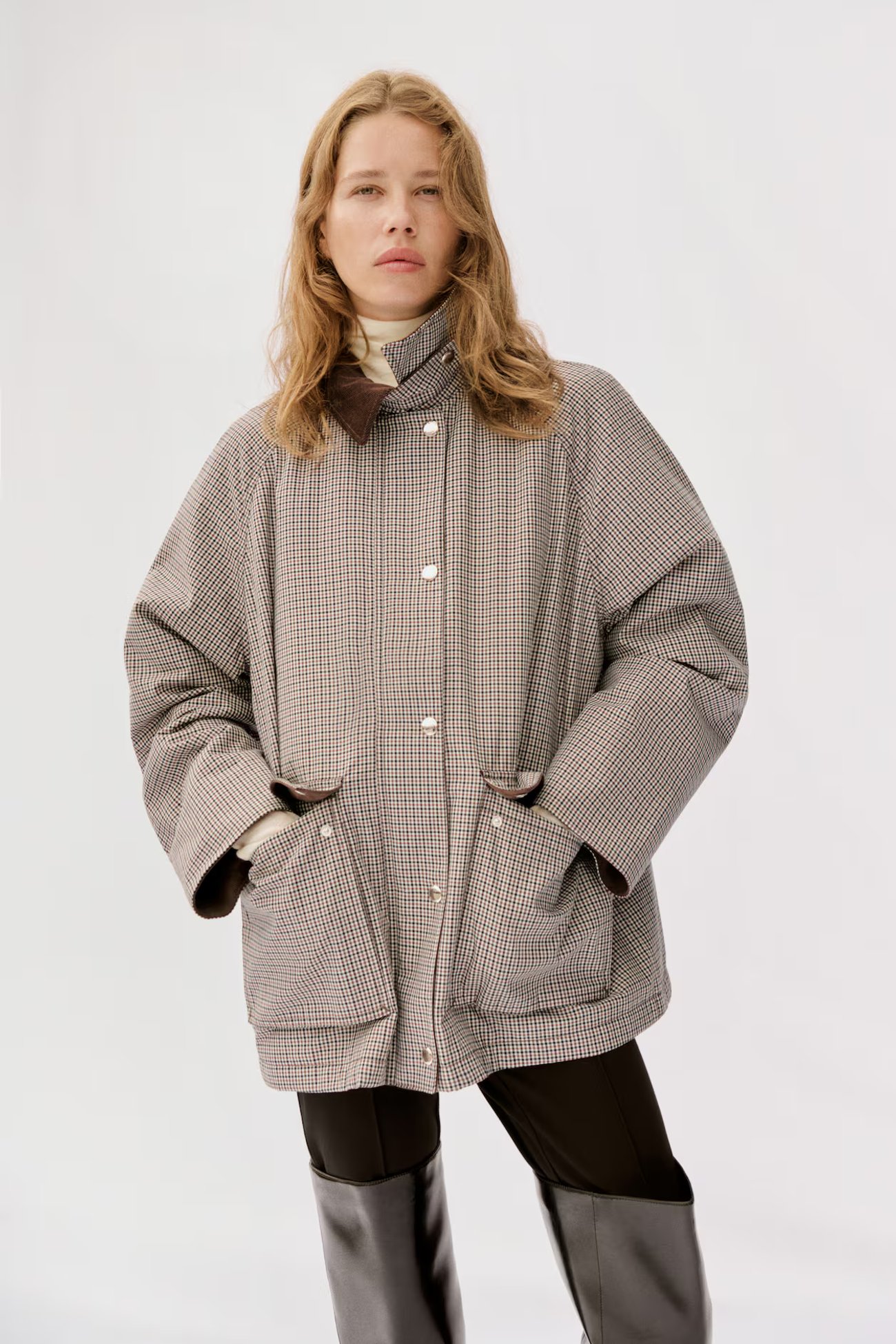 Jacke mit Cordkragen - Beige - Damen