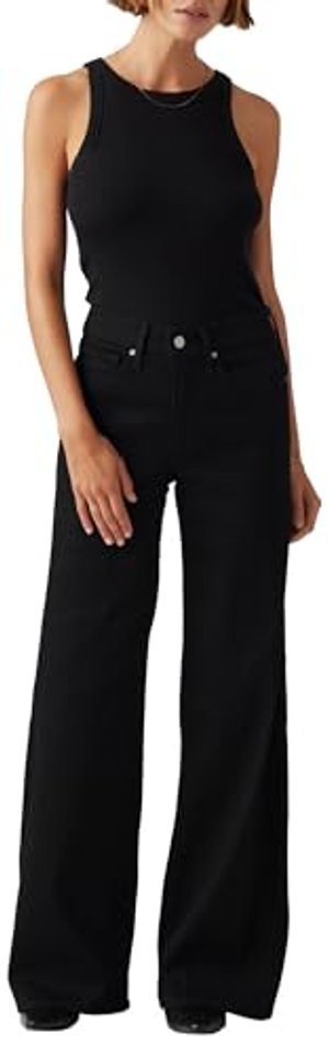 Levi's Damen 318 Shaping Wide Leg Jeans, Soft Black, 31W / 30L