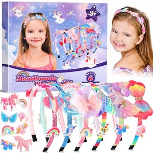 Pourbibi Einhorn Geschenke für Mädchen - Haarreifen Mädchen Bastelset Kinder 4 Jahre, Haarschmuck Ba
