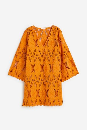 Besticktes Kleid - Orange