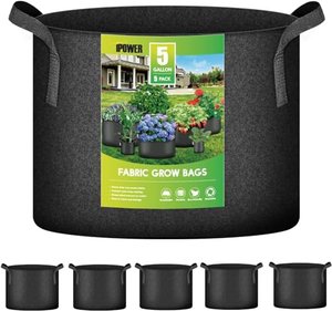 iPower 15L 5er-Pack Grow Bags Stoff Belüftungstöpfe Behälter mit Riemengriffen