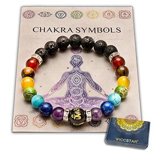 Doppelt Chakra Armband mit Schmuckbeutel & bedeutung Karte