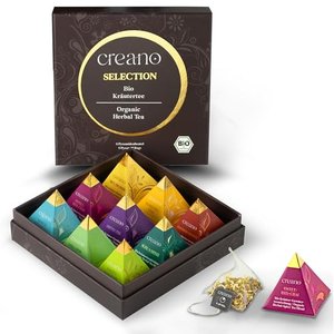 Creano Premium Bio Kräutertee Geschenkset „ORGANIC HERBAL TEA“ - 9 Pyramiden-Teebeutel in 9 untersch
