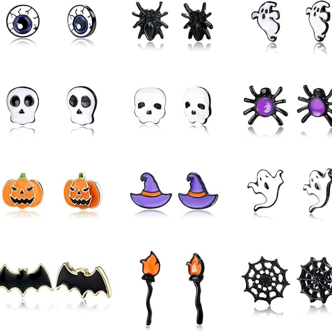 CASSIECA 12 Paar Halloween Ohrringe