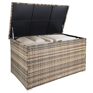 tectake Aluminium Polyrattan Aufbewahrungsbox mit Deckel