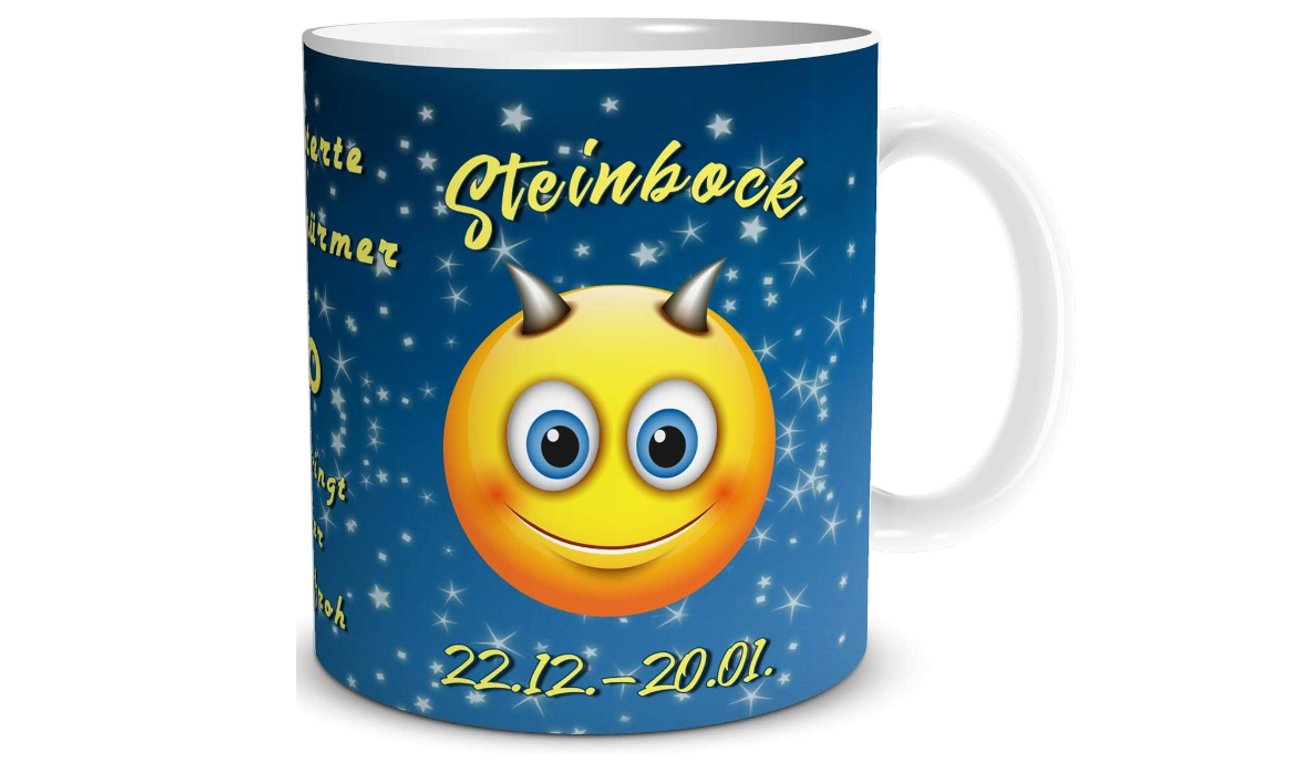 TRIOSK Tasse Smiley mit Spruch lustig Sternzeichen Steinbock