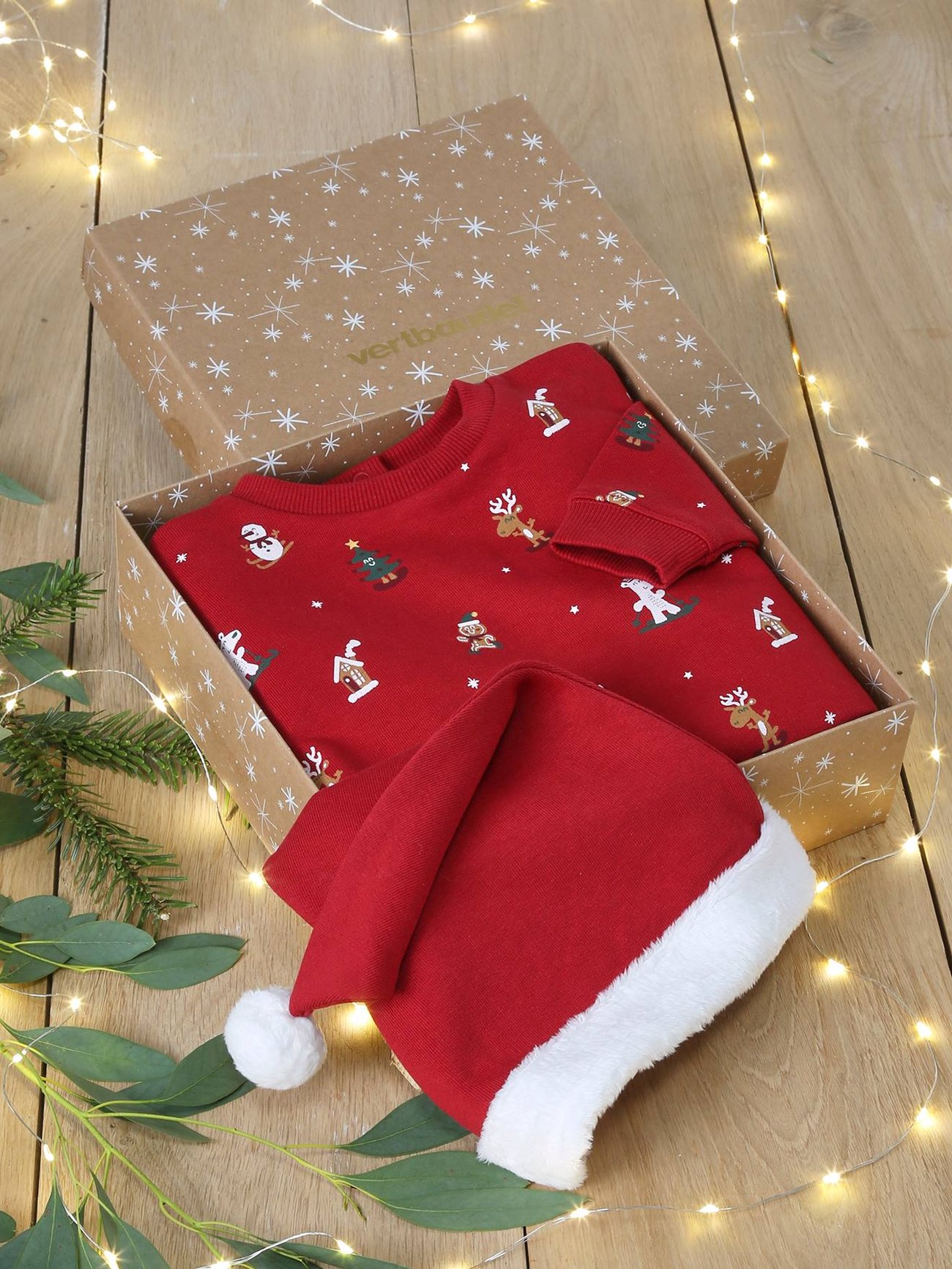 Vertbaudet Baby Weihnachts-Geschenkset: Sweatshirt & Mütze