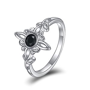 Ring Silber 925 Schwarzer Obsidian