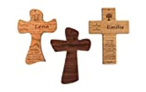 Taufkreuz mit Taufspruch personalisiert aus Holz, Geschenk zur Geburt und Taufe für Patenkind