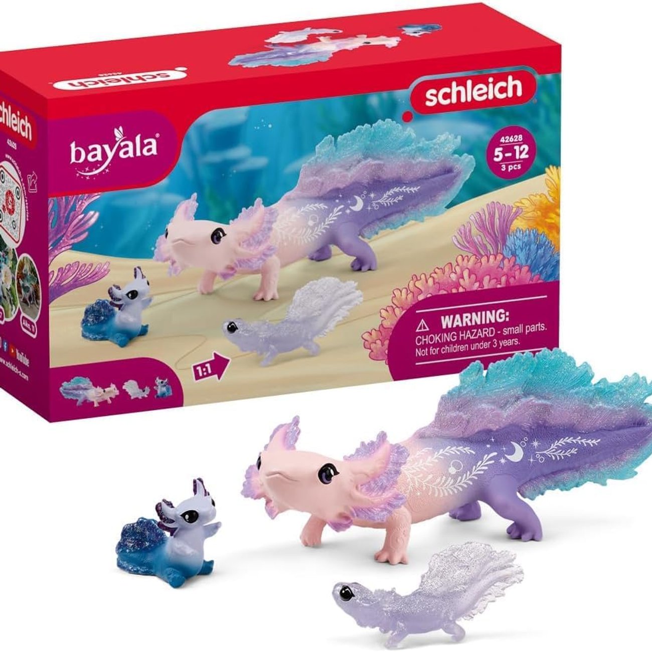 schleich BAYALA 42628 Axolotl Salamander Unterwasserwelt Spielset - 3-Teiliges Magisches Axolotl Sal