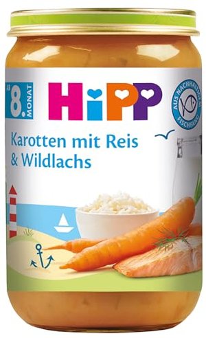 HiPP Karotten mit Reis und Wildlachs, 6er Pack (6 x 220 g)