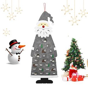Adventskalender zum Befüllen Kinder, DIY Weihnachtsmann Adventskalender mit 24 Taschen, Filz Advents