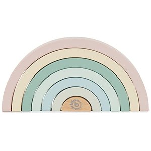 Bieco Holz Regenbogen Baby Pastell | Steckspiel | Spielzeug Stapelturm Montessori Holzspielzeug ab 0