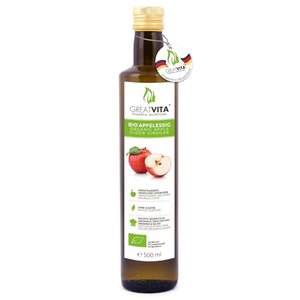 GreatVita Bio Apfelessig, naturtrüb & ungefiltert mit Essigmutter, 500 ml