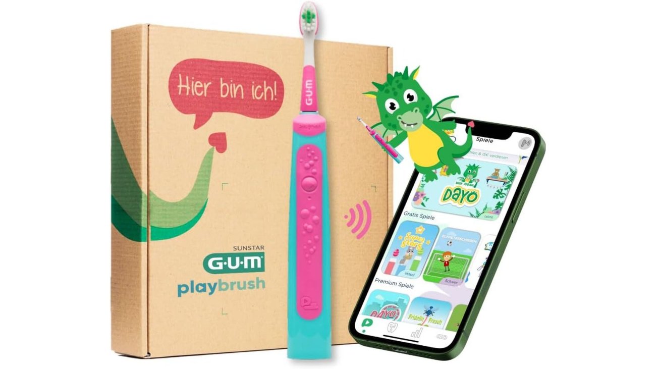 GUM Playbrush KIDS 3+, smarte elektrische Schallzahnbürste für Kinder ab 3 Jahren