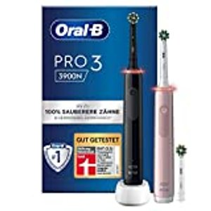 Oral-B Pro 3 3900 Elektrische Zahnbürste/Electric Toothbrush, Doppelpack & 3 Aufsteckbürsten, mit 3 