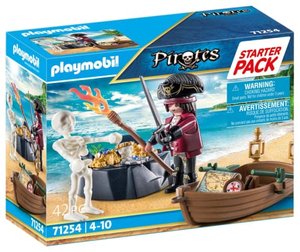 PLAYMOBIL Pirates Pirat mit Ruderboot und Schatzinsel