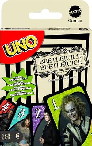 Mattel Games UNO Beetlejuice Beetlejuice Kartenspiel für Kinder, Erwachsene & Familie mit Deck & Son