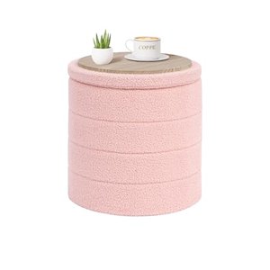 PINPLUS Hocker mit Stauraum Rund Aufbewahrungsbox mit Deckel, Faltbare Fußhocker Polsterhocker mit S